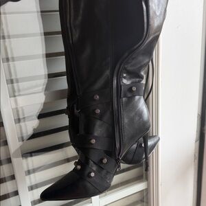Steve Madden Black Strappy Heeled Boots